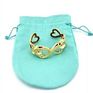 Rare Tiffany & Co Picasso 18K Gold Double Loving Heart Cuff Bracelet 88.2G